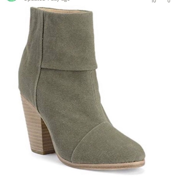 Rag & Bone / Newbury canvas olive green heeled Ankle Boot 36 6 - Picture 3 of 7
